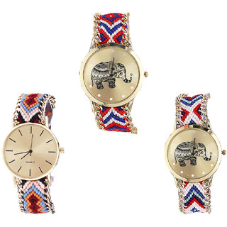 Neutron Latest Casual Elephant Analogue Multi Color Color Girls And Women Watch - G158-G316-G159 (Combo Of  3 )