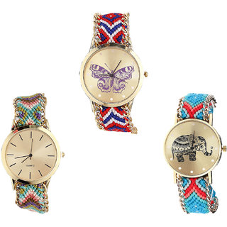 Neutron Latest High Quality Butterfly And Elephant Analogue Multi Color Color Girls And Women Watch - G134-G167-G161 (Combo Of  3 )