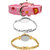 Neutron Classical Style Barbie Doll Analogue Pink, Silver And Gold Color Girls And Women Watch - G7-G406-G122 (Combo Of  3 )