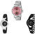 Neutron Contemporary High Quality Love Valentine, World Cup And Chain Analogue Silver And Black Color Girls And Women Watch - G286-G1-G68 (Combo Of  3 )