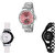 Neutron Contemporary Italian Designer Love Valentine And Chain Analogue Silver, White And Black Color Girls And Women Watch - G286-G11-G68 (Combo Of  3 )