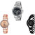 Neutron Treading Fashionable Peacock And Chain Analogue Silver, Rose Gold And Black Color Girls And Women Watch - G281-G226-G68 (Combo Of  3 )