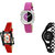 Neutron Treading Casual Chain Analogue Pink, Red And Black Color Girls And Women Watch - G277-G428-G68 (Combo Of  3 )