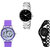 Neutron Modern 3D Design Peacock And Chain Analogue Silver, Purple And Black Color Girls And Women Watch - G299-G21-G68 (Combo Of  3 )