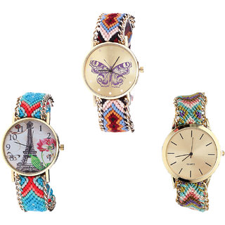Neutron Contemporary Collection Butterfly And Paris Eiffel Tower Analogue Multi Color Color Girls And Women Watch - G138-G150-G167 (Combo Of  3 )
