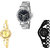 Neutron Latest Traditional Chain Analogue Silver, Gold And Black Color Girls And Women Watch - G281-G368-G68 (Combo Of  3 )