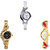 Neutron Contemporary Valentine World Cup, Chain And Peacock Analogue White And Gold Color Girls And Women Watch - G6-G114-G116 (Combo Of  3 )