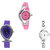 Neutron Treading Italian Designer World Cup, Fish Shape And Chain Analogue Pink, Purple And Silver Color Girls And Women Watch - G3-G54-G70 (Combo Of  3 )