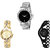 Neutron Brand New Traditional Flower And Chain Analogue Silver, Gold And Black Color Girls And Women Watch - G288-G233-G68 (Combo Of  3 )
