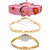 Neutron Classical Fancy Barbie Doll Analogue Pink And Gold Color Girls And Women Watch - G7-G354-G123 (Combo Of  3 )