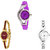 Neutron Brand New Fashionable World Cup And Chain Analogue Purple, Gold And Silver Color Girls And Women Watch - G4-G122-G70 (Combo Of  3 )