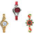 Neutron Brand New 3D Design World Cup, Chain And Peacock Analogue Red And Gold Color Girls And Women Watch - G5-G115-G120 (Combo Of  3 )