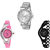 Neutron Contemporary Love Love Valentine, World Cup And Chain Analogue Silver, Pink And Black Color Girls And Women Watch - G280-G3-G68 (Combo Of  3 )