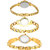 Neutron Contemporary Style Chain Analogue Gold Color Girls And Women Watch - G123-G337-G124 (Combo Of  3 )