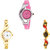 Neutron Treading Technology World Cup, Chain And Peacock Analogue Pink And Gold Color Girls And Women Watch - G3-G337-G117 (Combo Of  3 )