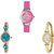 Neutron New Royal Flower Dimond Analogue Pink, Rose Gold And Gold Color Girls And Women Watch - G9-G341-G123 (Combo Of  3 )