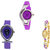 Neutron Modern Fancy World Cup And Fish Shape Analogue Purple And Gold Color Girls And Women Watch - G4-G54-G124 (Combo Of  3 )