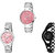 Neutron Brand New Fashionable Love Valentine And Chain Analogue Silver And Black Color Girls And Women Watch - G301-G326-G68 (Combo Of  3 )