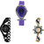 Neutron Modern Professional Fish Shape, Chain And Peacock Analogue Purple, Black And Gold Color Girls And Women Watch - G54-G68-G119 (Combo Of  3 )