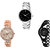 Neutron Latest Gift Love Valentine And Chain Analogue Silver, Rose Gold And Black Color Girls And Women Watch - G299-G334-G68 (Combo Of  3 )