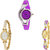 Neutron Modern Gift World Cup Analogue Purple And Gold Color Girls And Women Watch - G4-G123-G124 (Combo Of  3 )