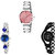Neutron Classical Italian Designer Flower Dimond And Chain Analogue Silver And Black Color Girls And Women Watch - G303-G338-G68 (Combo Of  3 )