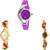 Neutron Modern Gift World Cup And Peacock Analogue Purple And Gold Color Girls And Women Watch - G4-G116-G117 (Combo Of  3 )