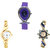 Neutron Modern Collection Fish Shape, Chain And Peacock Analogue Purple And Gold Color Girls And Women Watch - G54-G337-G119 (Combo Of  3 )