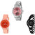 Neutron Brand New Technology Love Valentine And Chain Analogue Silver, Orange And Black Color Girls And Women Watch - G286-G350-G68 (Combo Of  3 )