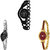 Neutron Classical Royal Chain Analogue Black, Silver And Gold Color Girls And Women Watch - G68-G352-G122 (Combo Of  3 )