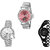 Neutron Contemporary Party Wedding Love Valentine And Chain Analogue Silver And Black Color Girls And Women Watch - G286-G358-G68 (Combo Of  3 )
