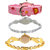 Neutron Classical Love Barbie Doll And Flower Dimond Analogue Pink, Silver And Gold Color Girls And Women Watch - G7-G338-G266 (Combo Of  3 )