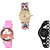 Neutron Classical Party Wedding Mickey Mouse And Chain Analogue Multi Color, Pink And Black Color Girls And Women Watch - G313-G394-G68 (Combo Of  3 )