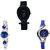 Neutron Modern Heart Fish Shape, Flower Dimond And World Cup Analogue Black, Silver And Blue Color Girls And Women Watch - G55-G338-G2 (Combo Of  3 )