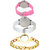 Neutron Best Valentine Chain Analogue Pink, White And Gold Color Girls And Women Watch - G9-G11-G336 (Combo Of  3 )