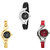 Neutron Classical Stylish World Cup And Chain Analogue Black, Gold And Red Color Girls And Women Watch - G1-G336-G5 (Combo Of  3 )