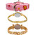 Neutron Latest Italian Designer Barbie Doll Analogue Pink And Gold Color Girls And Women Watch - G7-G123-G125 (Combo Of  3 )