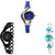 Neutron Treading Rich World Cup, Chain And Flower Dimond Analogue Blue, Black And Silver Color Girls And Women Watch - G2-G68-G339 (Combo Of  3 )