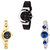 Neutron Best Italian Designer Chain And Flower Dimond Analogue Black, Gold And Silver Color Girls And Women Watch - G8-G336-G338 (Combo Of  3 )