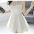 Womens Party White O-Neck Solid ChiffonChiffon Above Knee Sleeveless A-Line Dre