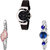 Neutron New Style Flower Dimond Analogue Black And Silver Color Girls And Women Watch - G8-G405-G338 (Combo Of  3 )
