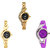 Neutron Latest Present Chain And World Cup Analogue Gold And Purple Color Girls And Women Watch - G114-G336-G4 (Combo Of  3 )