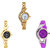 Neutron Classical Wrist  Chain And World Cup Analogue Gold And Purple Color Girls And Women Watch - G115-G336-G4 (Combo Of  3 )