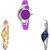 Neutron Latest Luxury World Cup Analogue Purple, Gold And Silver Color Girls And Women Watch - G4-G124-G353 (Combo Of  3 )