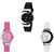 Neutron Treading Fashion  Analogue Black, Pink And White Color Girls And Women Watch - G8-G9-G11 (Combo Of  3 )