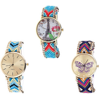 Neutron Best Formal Paris Eiffel Tower And Butterfly Analogue Multi Color Color Girls And Women Watch - G150-G314-G140 (Combo Of  3 )