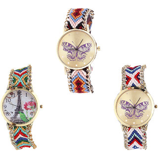 Neutron New Formal Butterfly And Paris Eiffel Tower Analogue Multi Color Color Girls And Women Watch - G138-G145-G135 (Combo Of  3 )