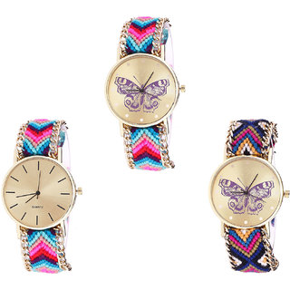 Neutron Best Stylish Butterfly Analogue Multi Color Color Girls And Women Watch - G130-G164-G140 (Combo Of  3 )