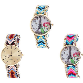 Neutron Contemporary Fashion Paris Eiffel Tower Analogue Multi Color Color Girls And Women Watch - G149-G316-G143 (Combo Of  3 )