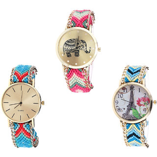 Neutron Brand New Unique Elephant And Paris Eiffel Tower Analogue Multi Color Color Girls And Women Watch - G163-G315-G149 (Combo Of  3 )